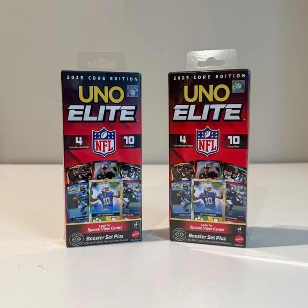 UNO Elite NFL 2025 Core Edition Booster Set – 2 Boxes (Sealed) Viper Cards Hunt